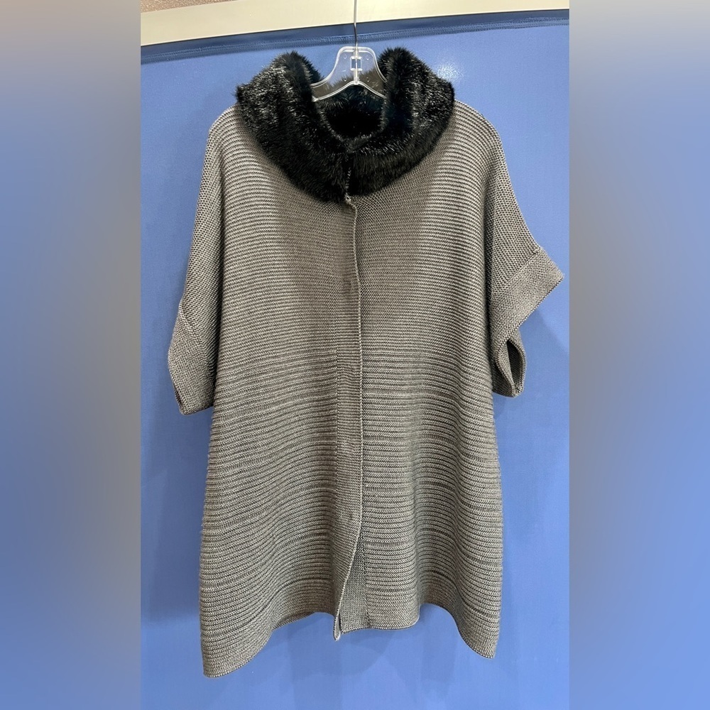 Jones of New York Coatigan with Faux Fur Collar